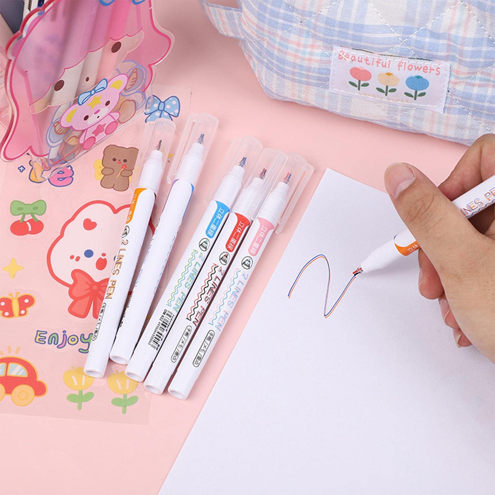 Amazon.co.jp: 2 ライン ペン,6 個のダブル ライン マーカー | 2